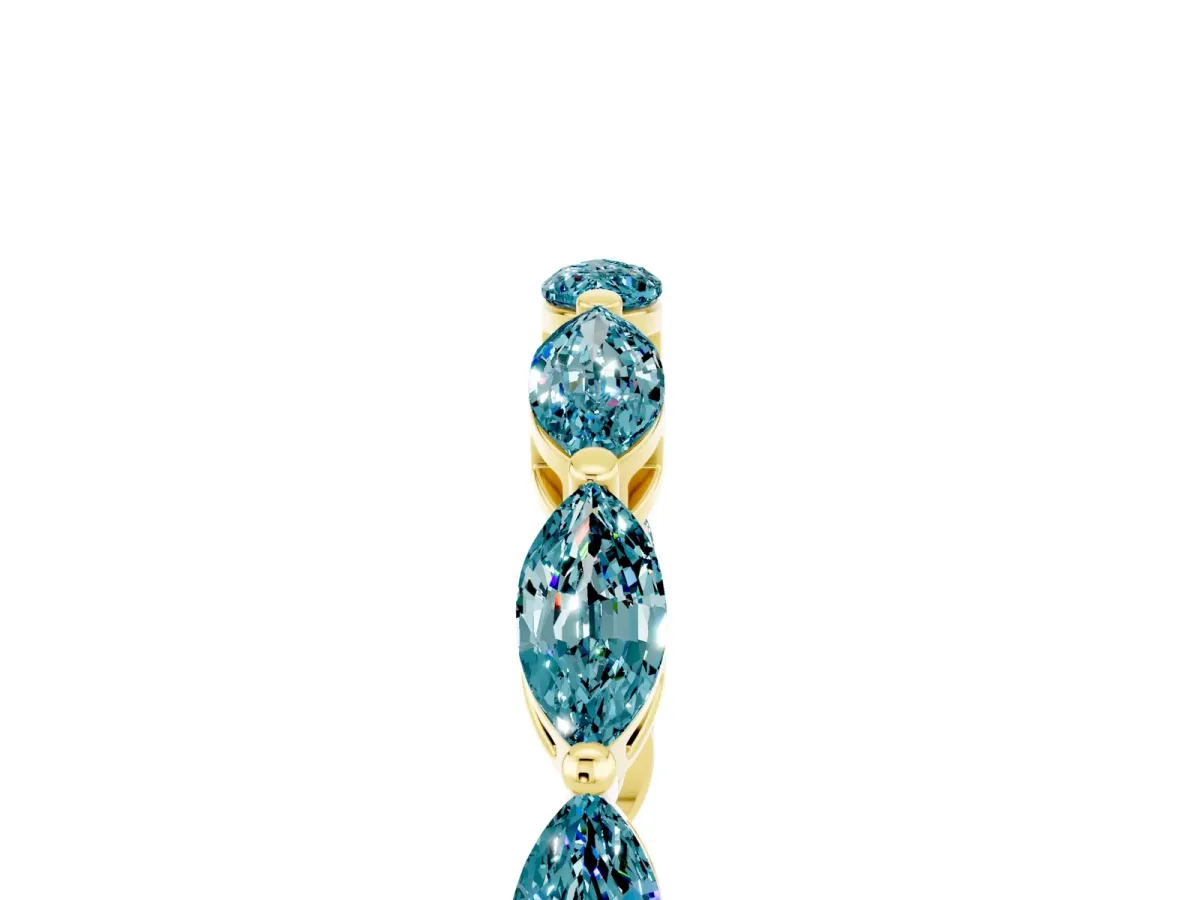 Marquise Blue Topaz Eternity Band with U-Prong Setting Yellow gold