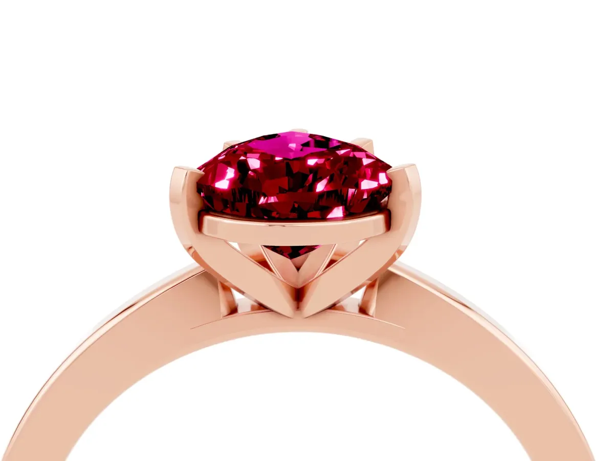 Pear Cut Garnet Solitaire Engagement Ring with Classic Band and Four-Prong Setting Rose gold