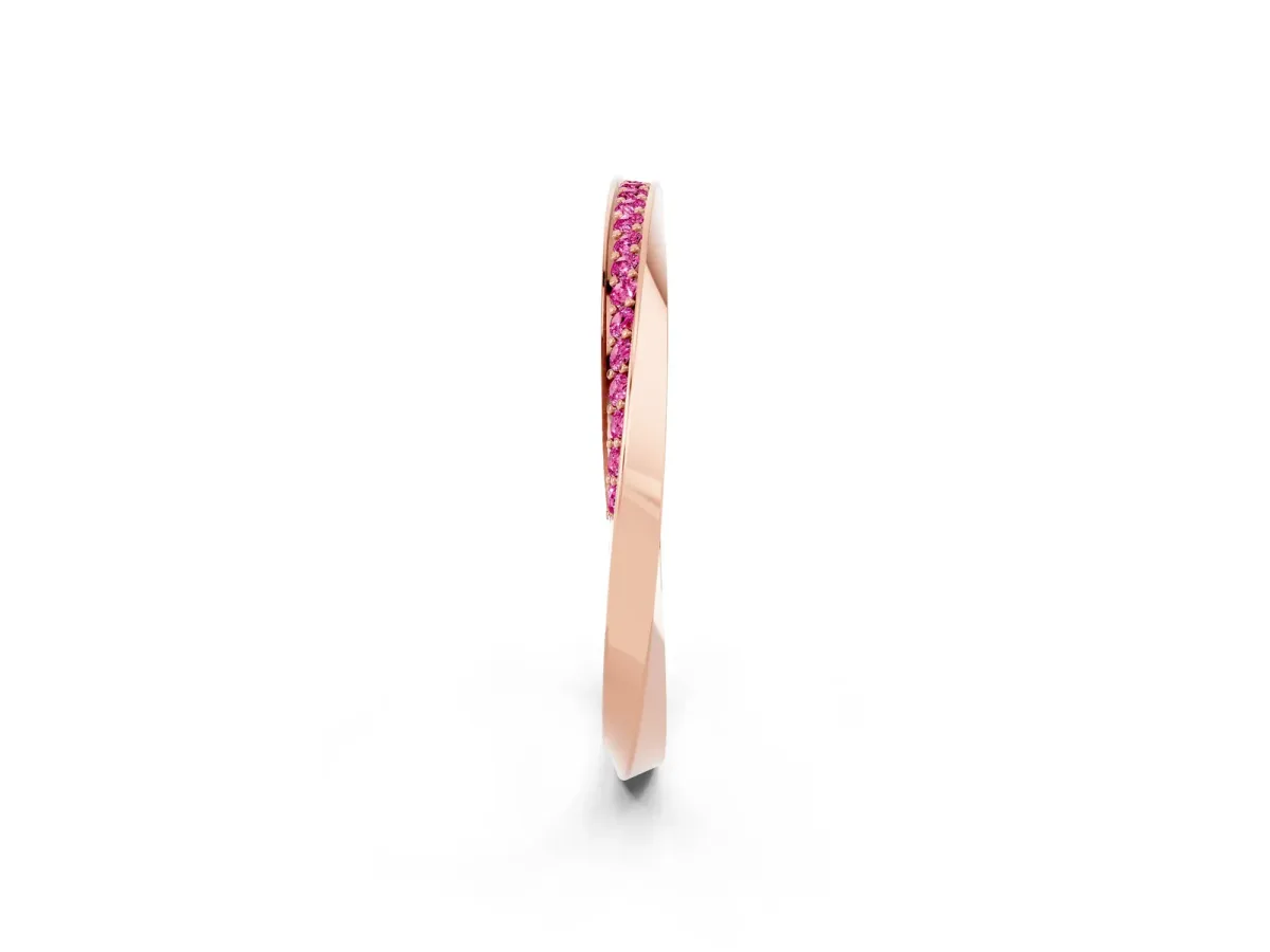 Pavé Round Pink Sapphire Twist Band Rose gold