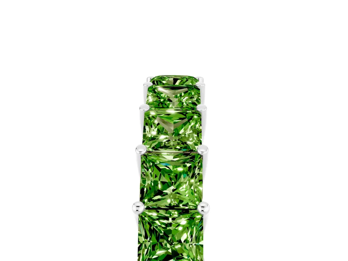 Princess Cut Peridot Channel-Set Eternity Band with Prong Setting Platinum