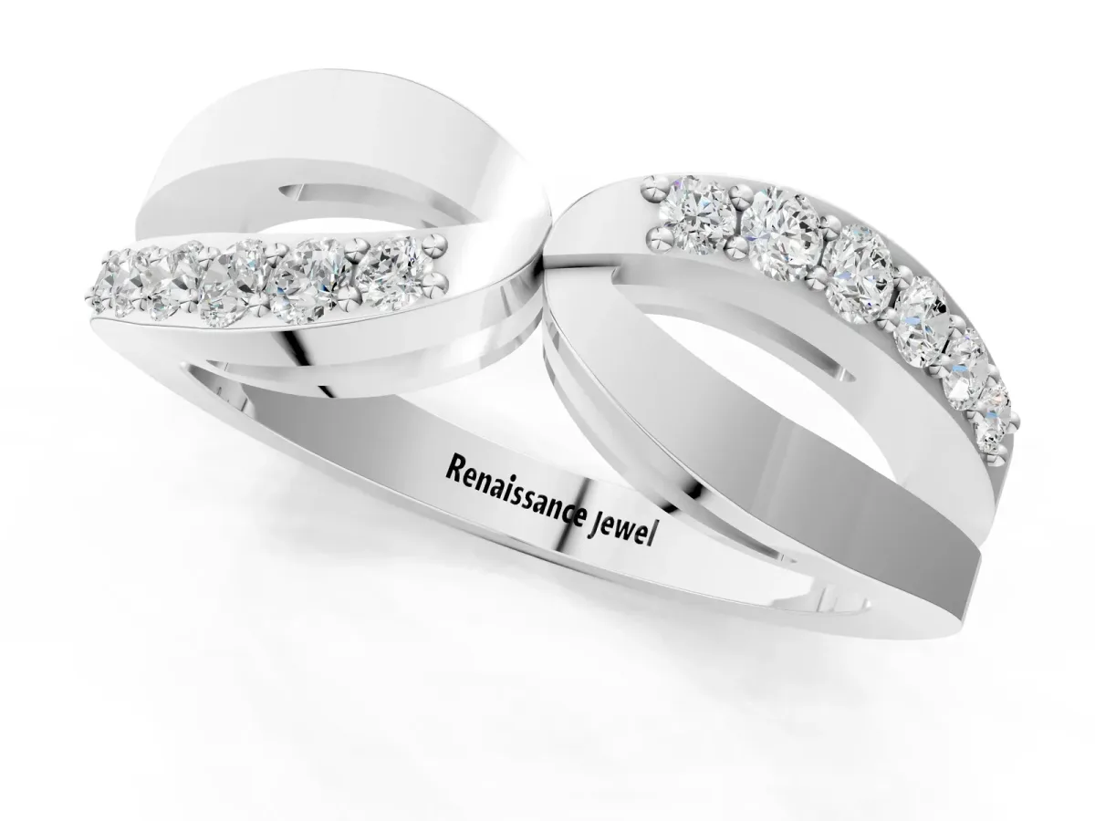 Twist Pave Round Diamond Infinity Band with Channel Setting White gold