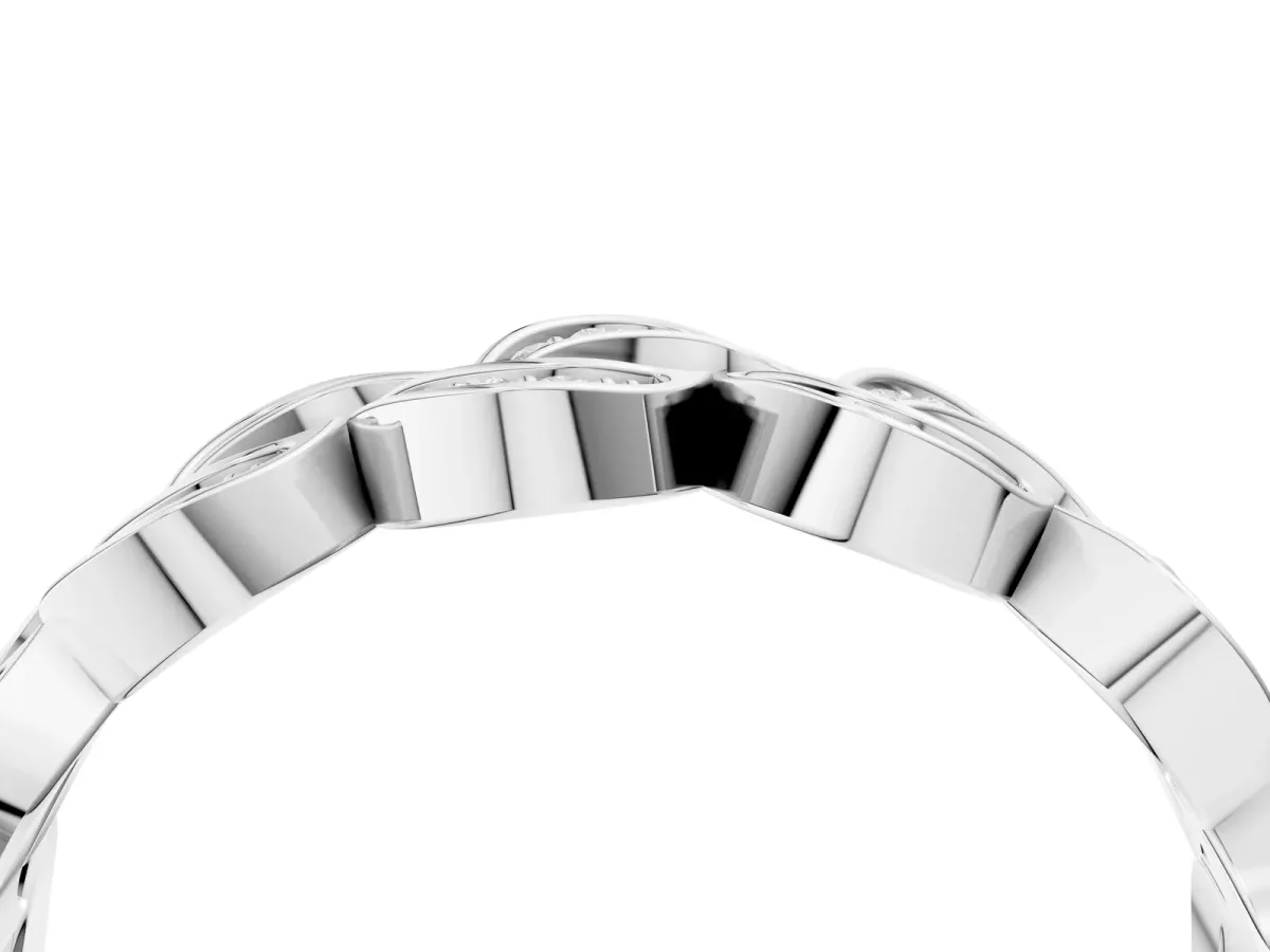 Pavé Round Diamond Interlocking Eternity Band with Bezel Prong Setting Platinum