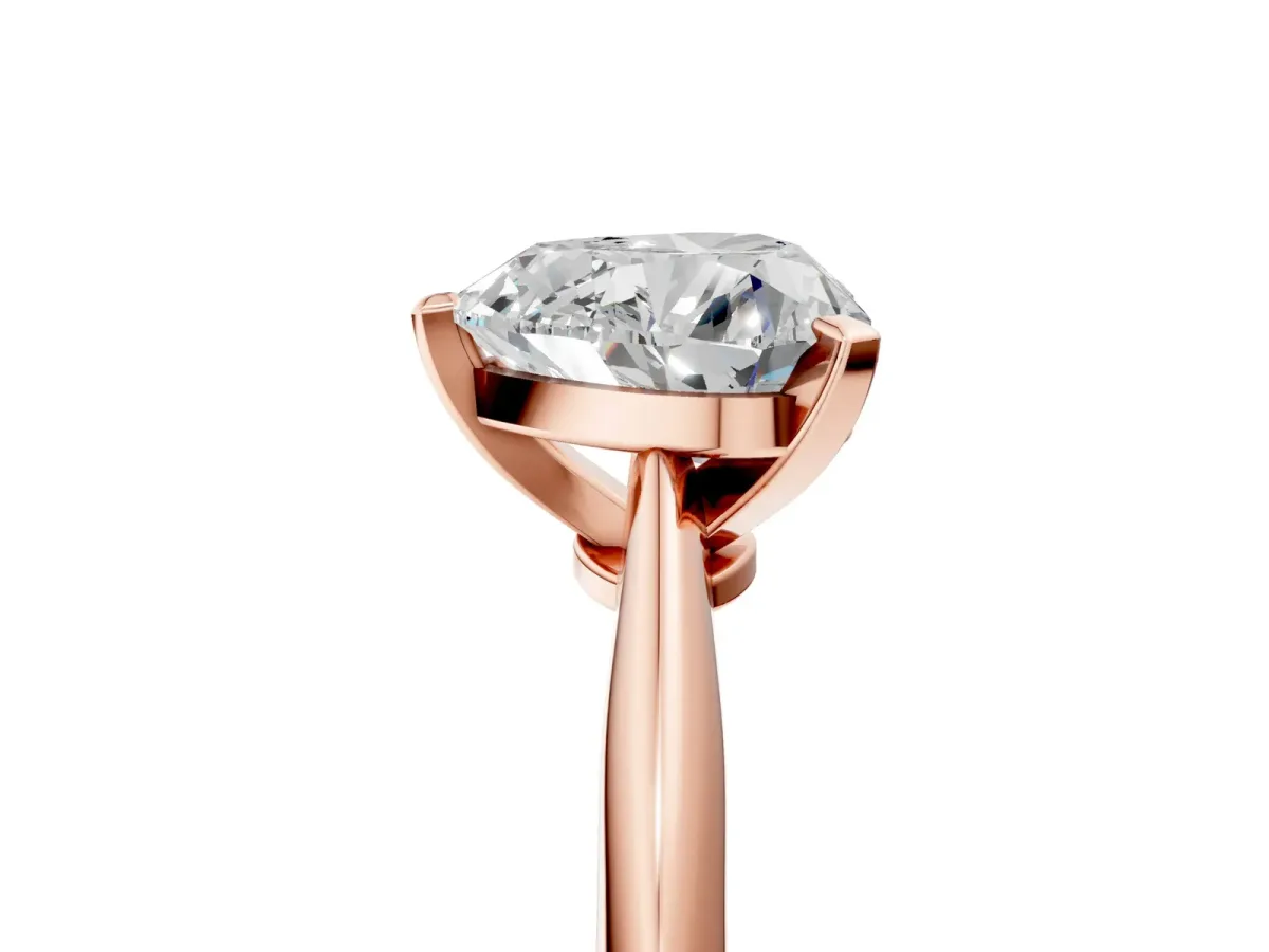 Heart Cut Diamond Solitaire Engagement Ring with Classic Band and Four-Prong Setting Rose gold