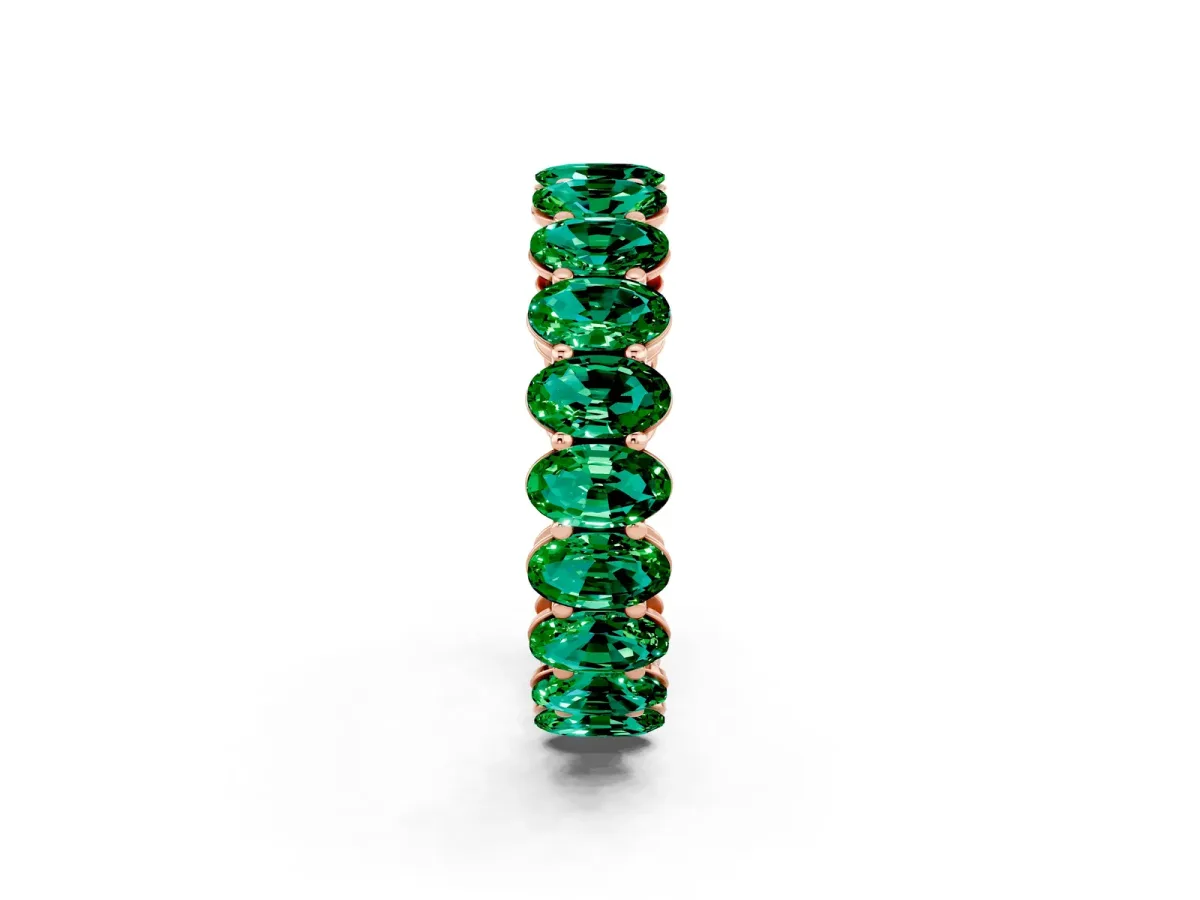 Oval Cut Emerald Eternity Band with Shared Prong Setting Rose gold