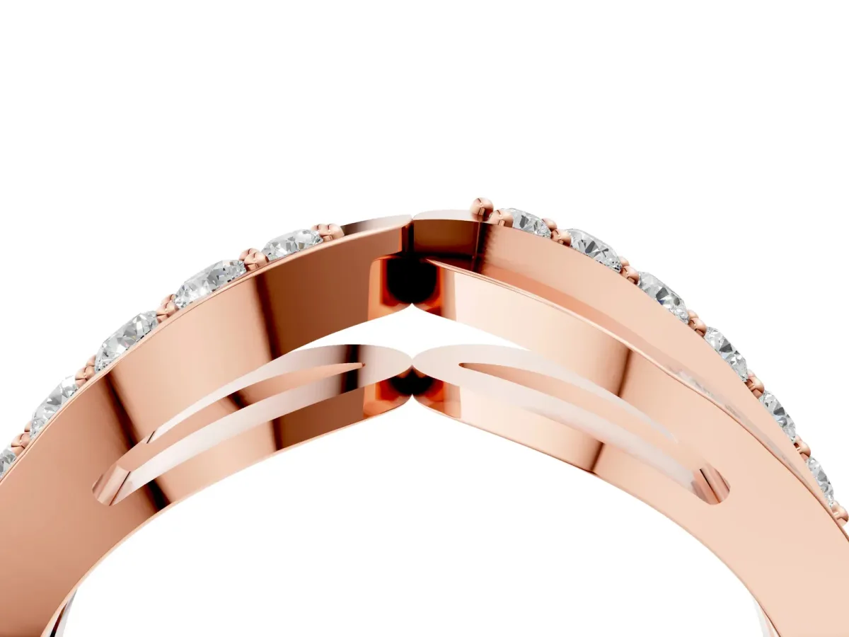Twist Pave Round Diamond Infinity Band with Channel Setting Rose gold