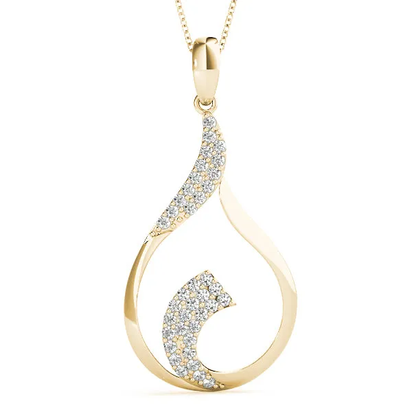 Pavé Round Diamond Twist Pendant Yellow gold