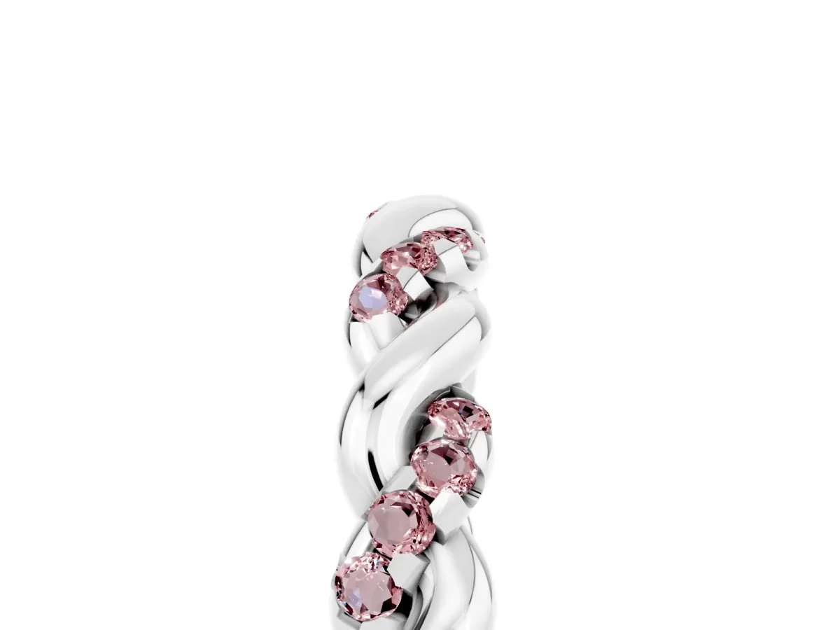 Twisted Pavé Round Morganite Eternity Band Platinum