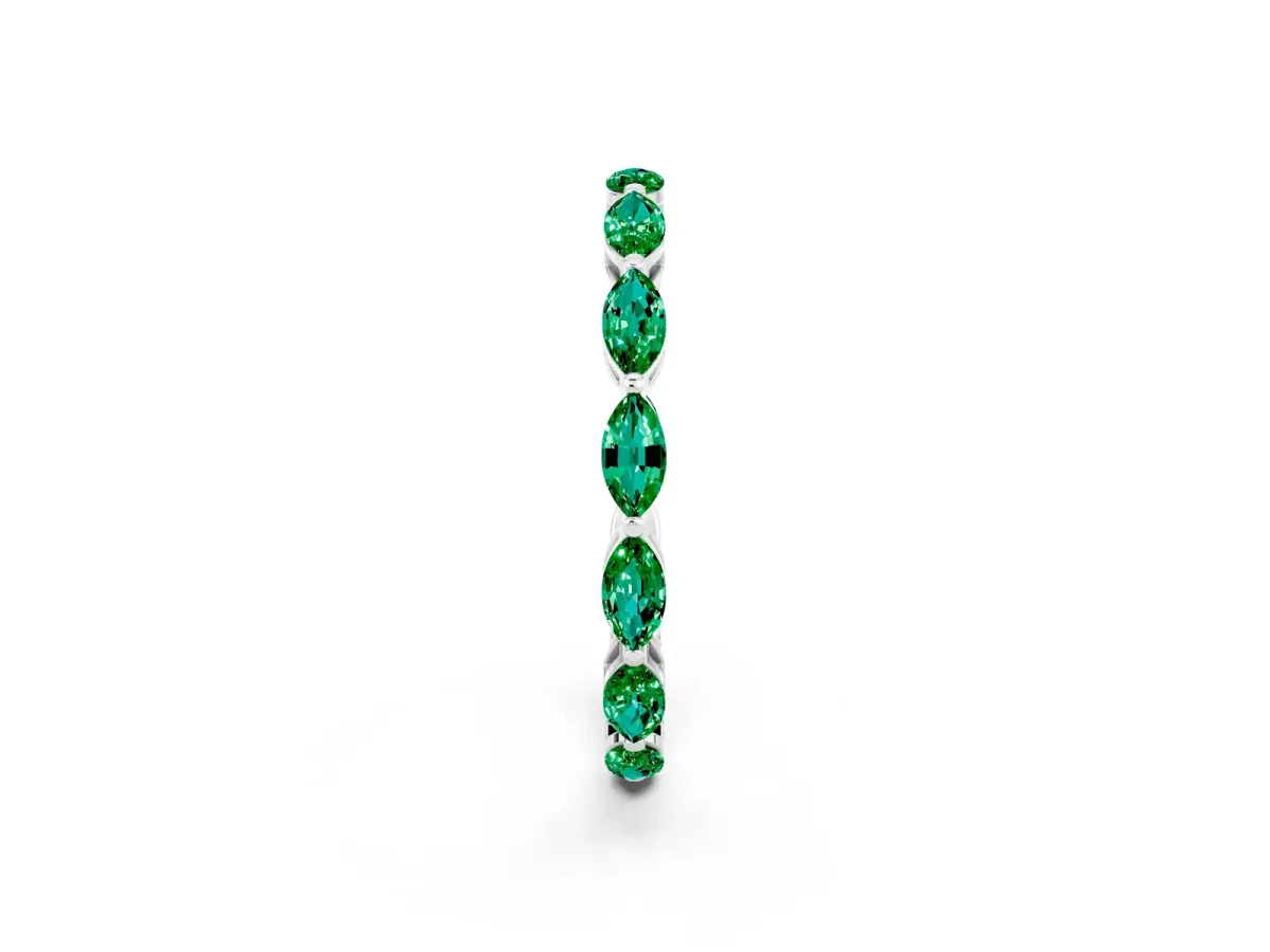 Marquise Emerald Eternity Band with U-Prong Setting Silver