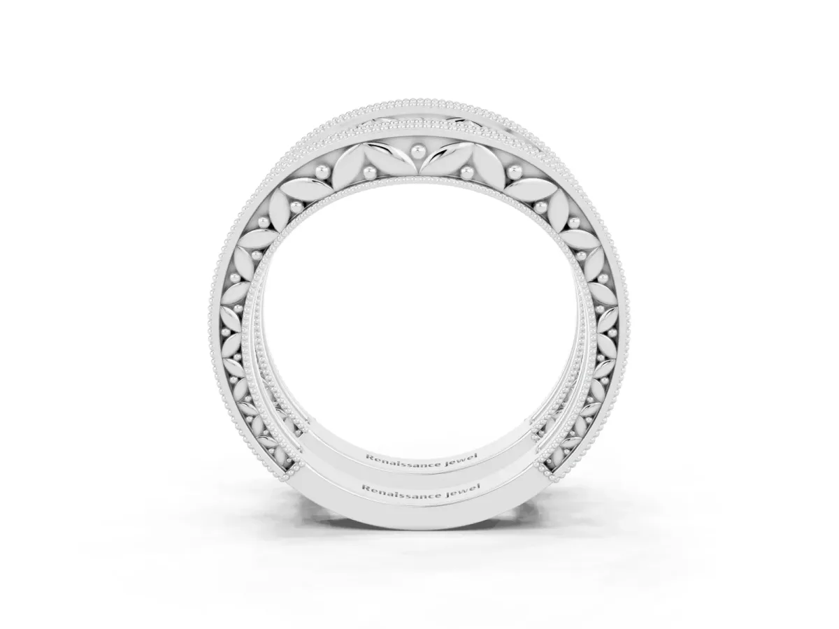 Round Aquamarine Milgrain Eternity Band with Channel Setting Platinum