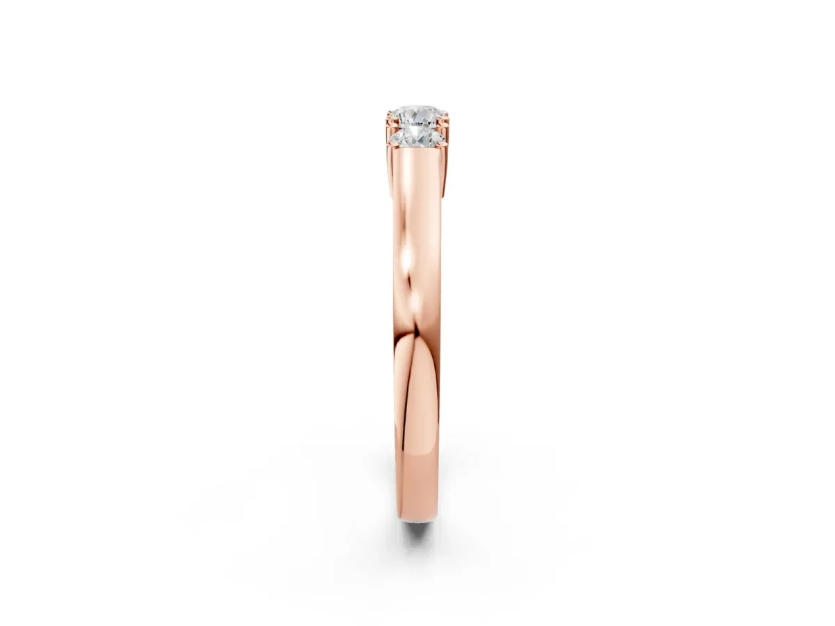Three-Stone Round Cut Diamond Channel Set Band with Prong Setting Rose gold