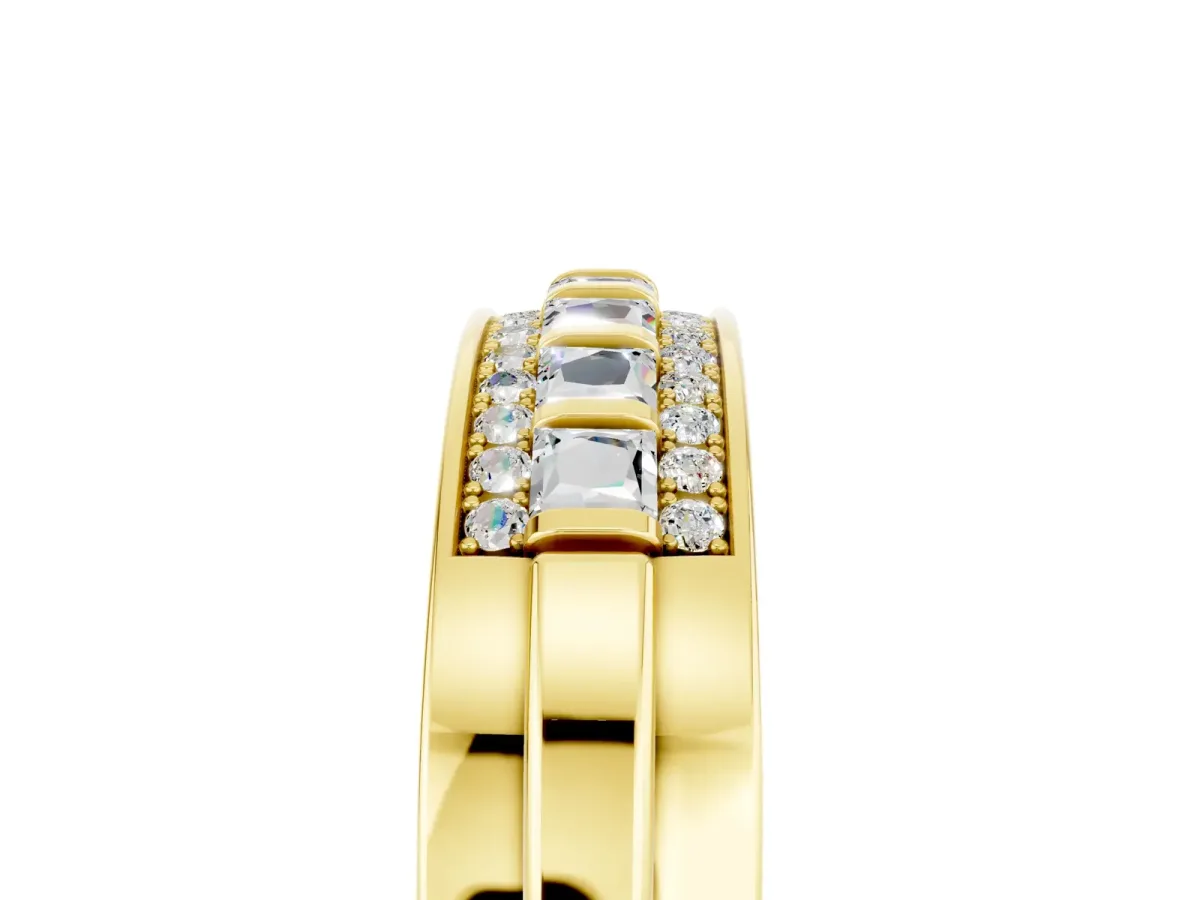 Bar-Set Princess Cut Moissanite Pavé Band Yellow gold