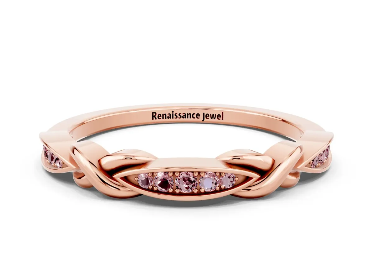 Twisted Marquise Morganite Pavé Band with Shared Prong Setting Rose gold