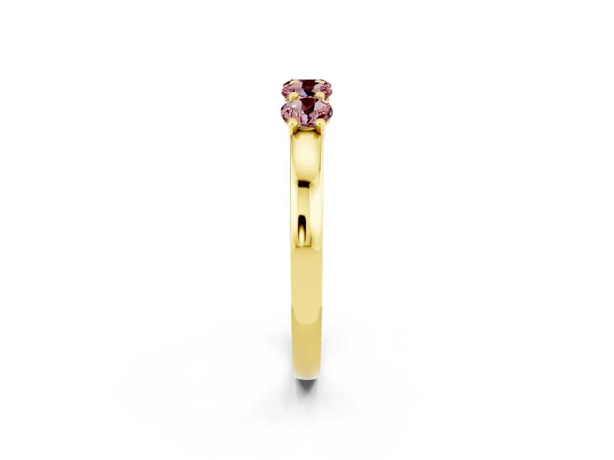 Four-Stone Round Morganite Prong-Set Band Yellow gold