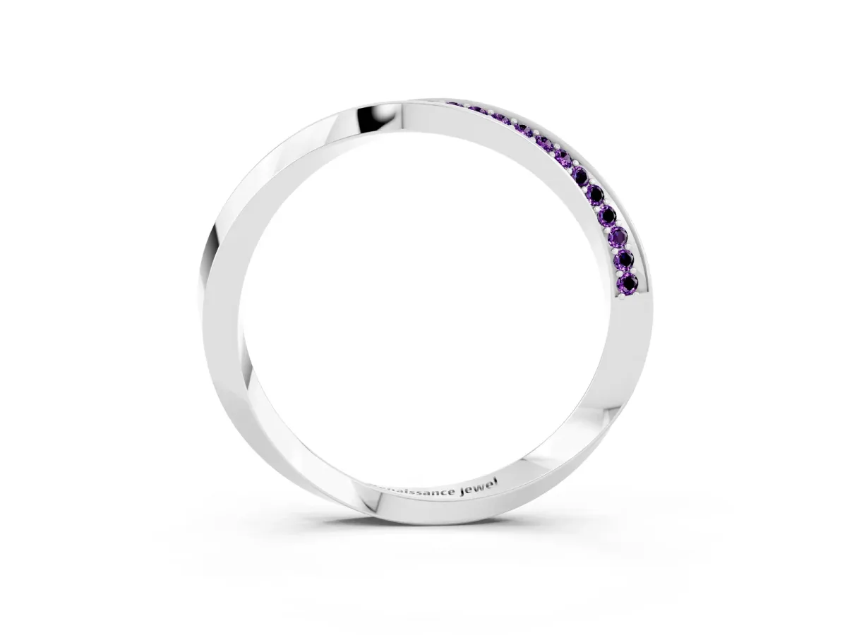 Pavé Round Amethyst Twist Band White gold