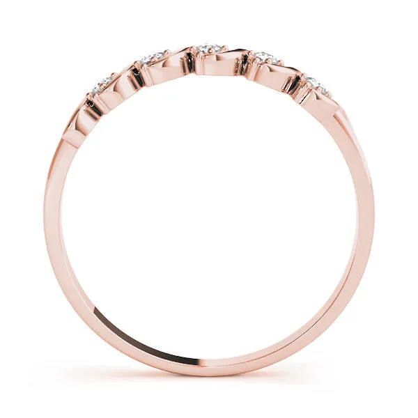 Twisted Prong Round Diamond Channel Band Rose gold