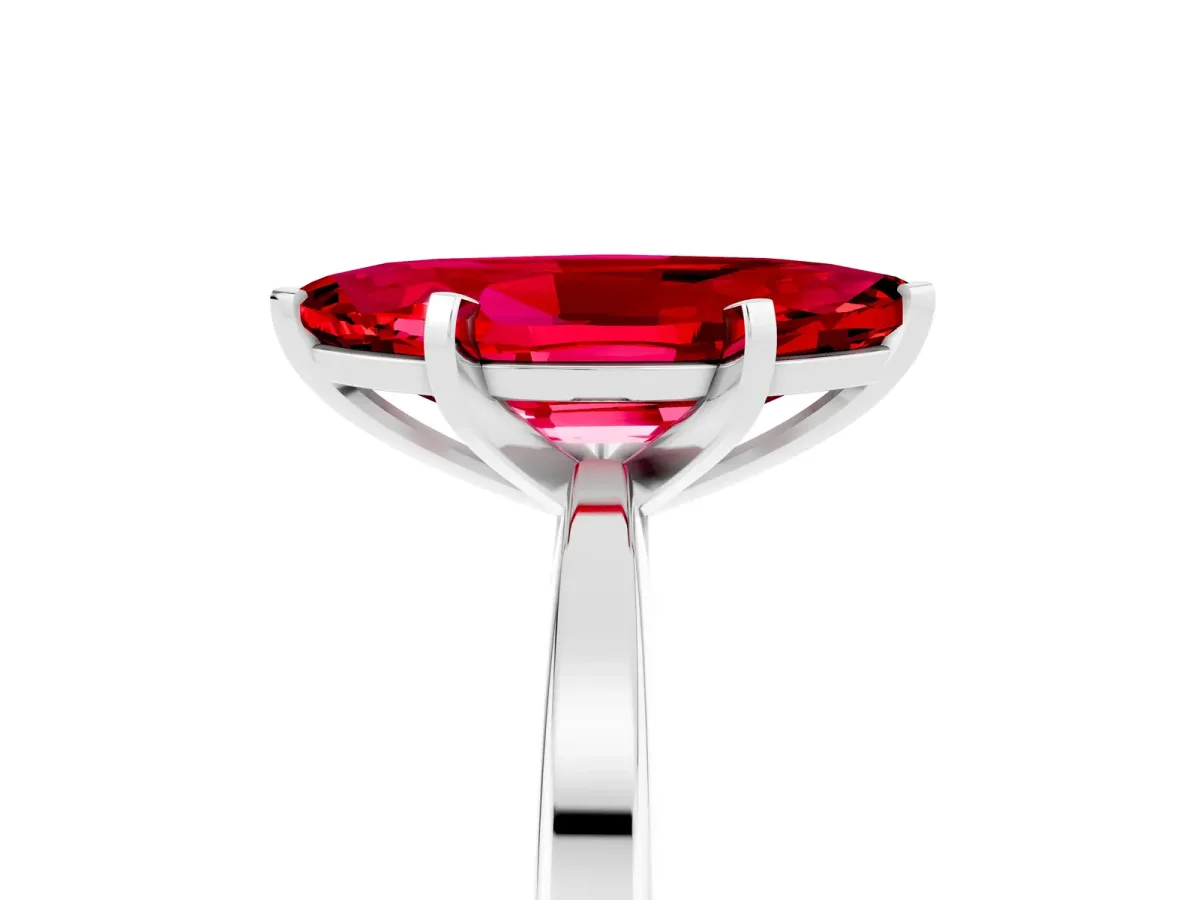 Marquise Cut Ruby Solitaire Engagement Ring with Classic Band and Four-Prong Setting Platinum