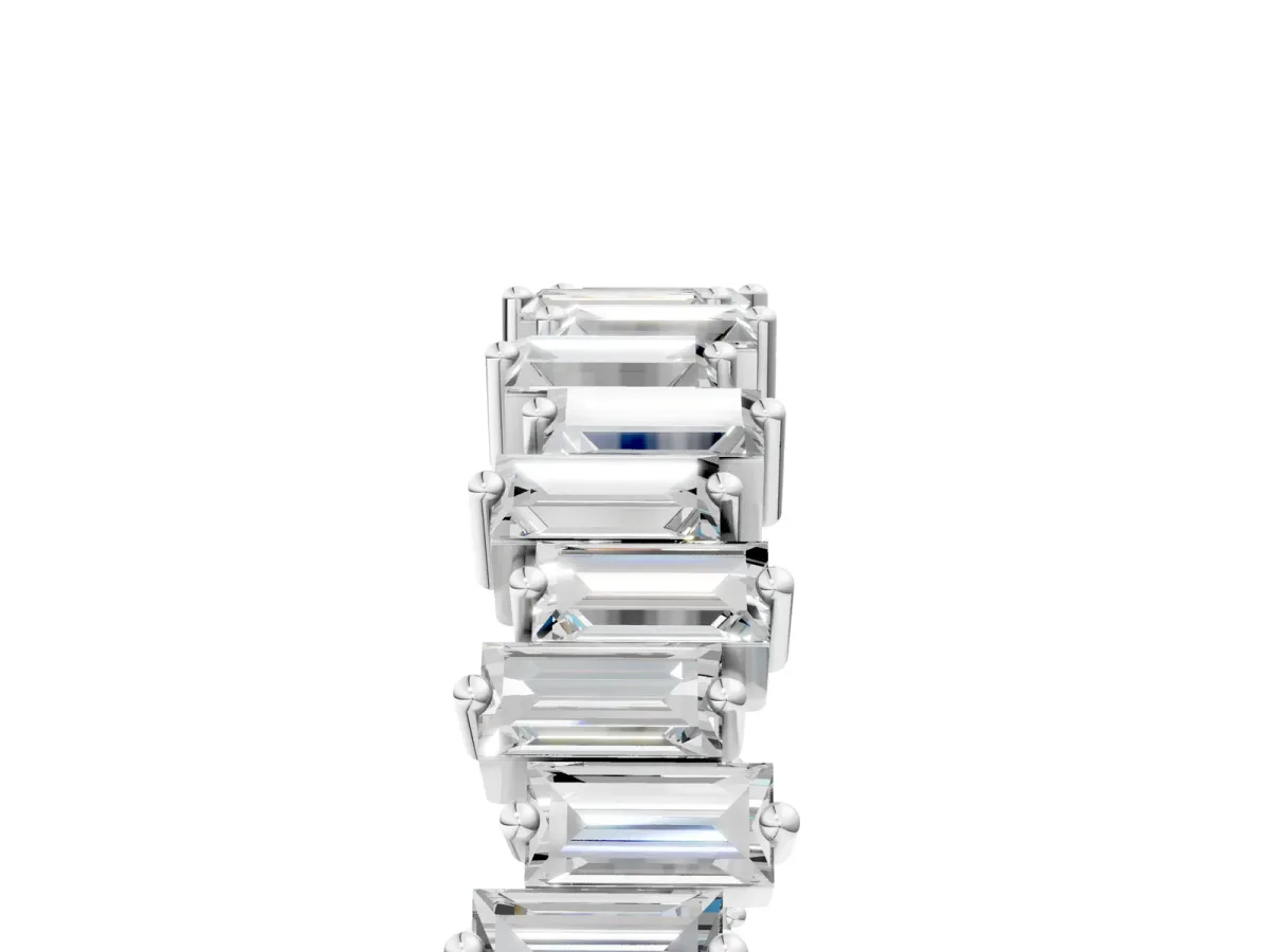 Baguette Diamond Full Eternity Ring with Prong Setting White gold