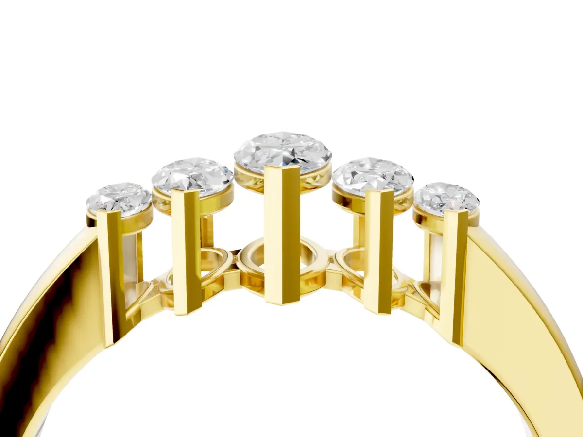 Five-Stone Marquise Diamond Bar Set White Gold Band Yellow gold
