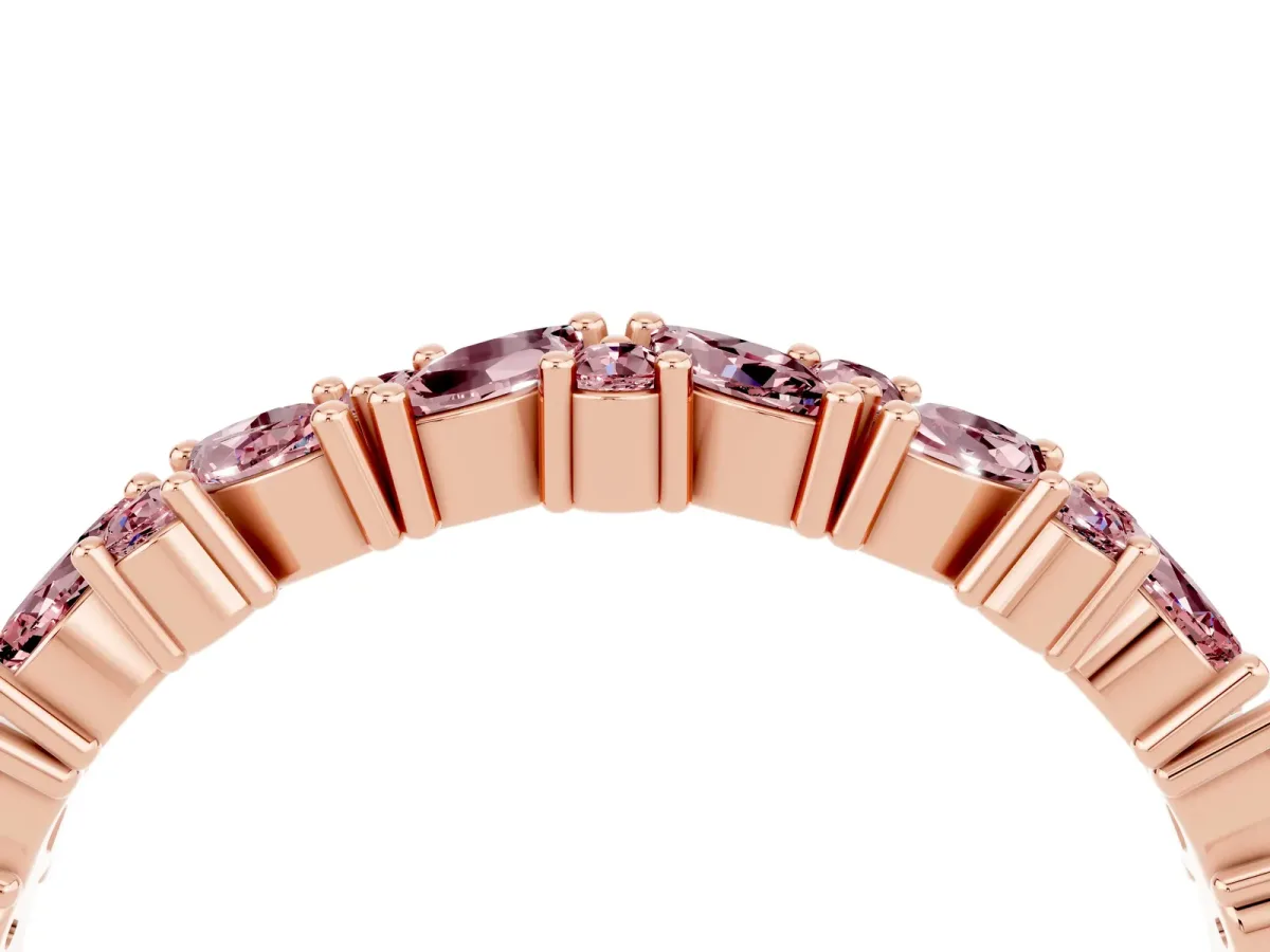 Marquise and Round Morganite Vine Eternity Band with Prong Setting Rose gold