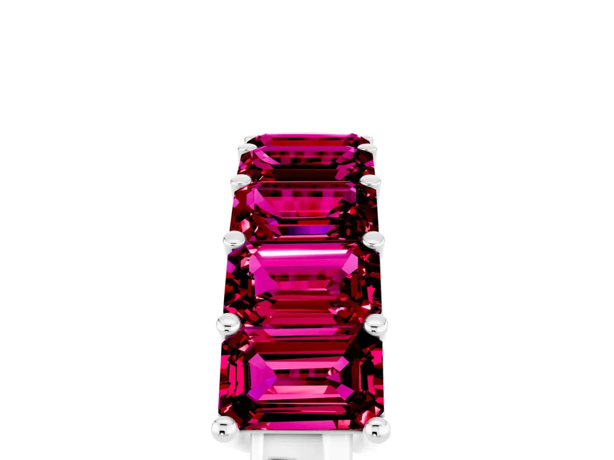 Emerald Cut Garnet Prong-Set Eternity Band White gold