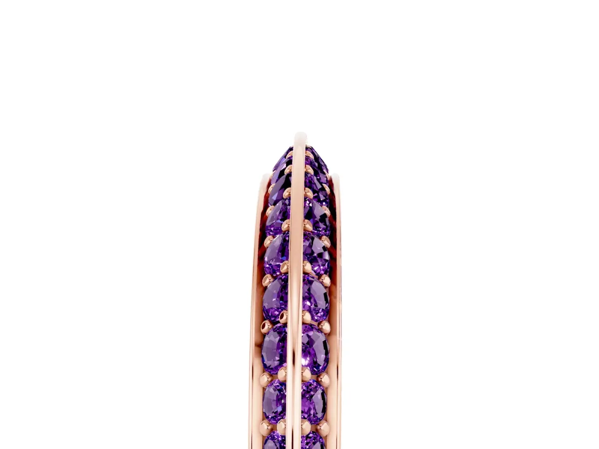 Double Row Pavé Round Amethyst Eternity Band with Channel Setting Rose gold