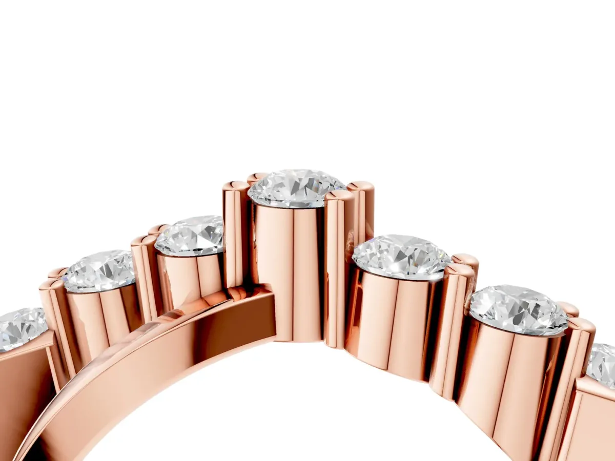 Round Diamond Prong-Set Crossover Band Rose gold
