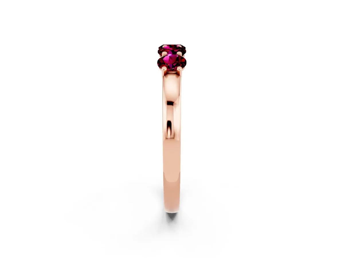 Four-Stone Round Garnet Prong-Set Band Rose gold