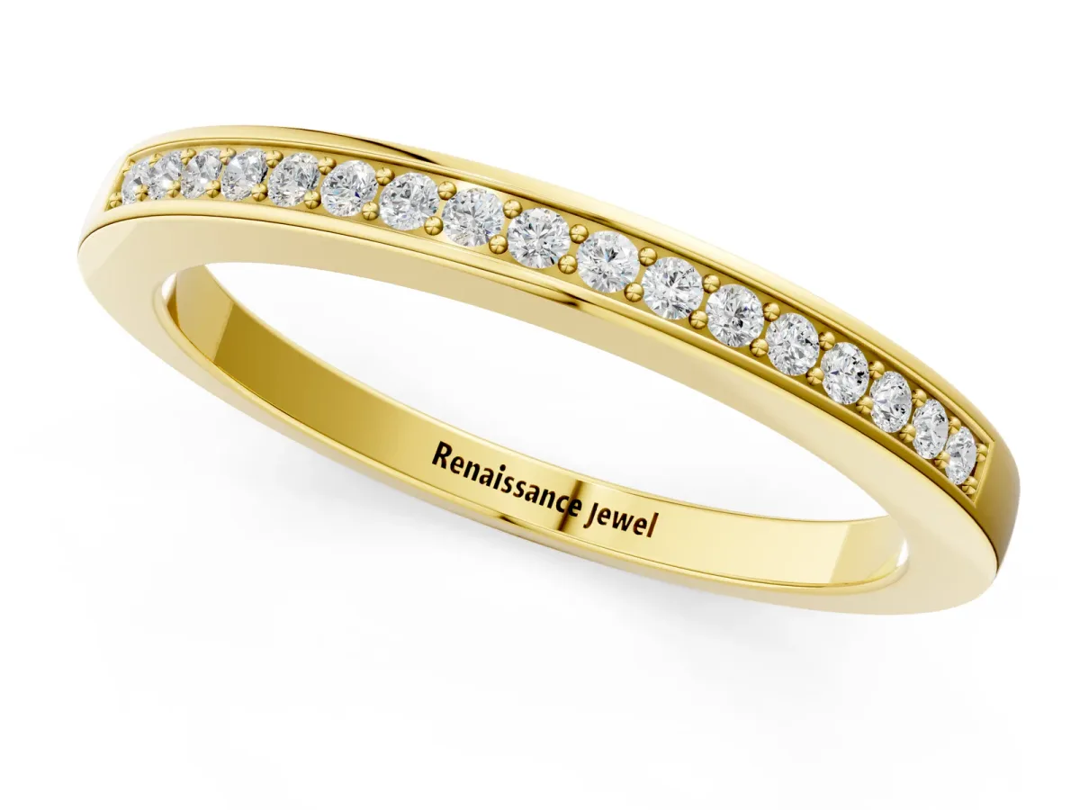 Round Diamond Half Eternity Pavé Band Yellow gold