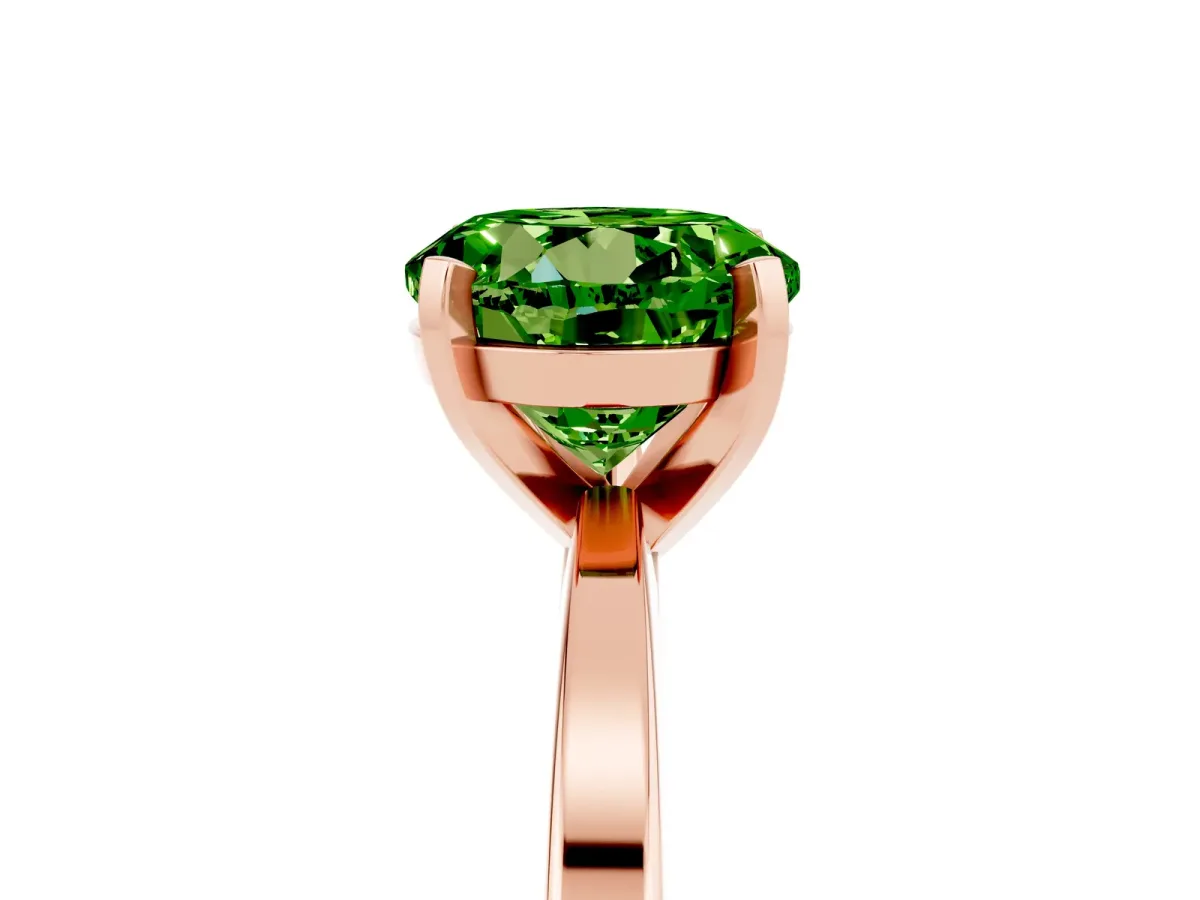 Round Cut Peridot Solitaire Engagement Ring with Classic Band and Four-Prong Setting Rose gold