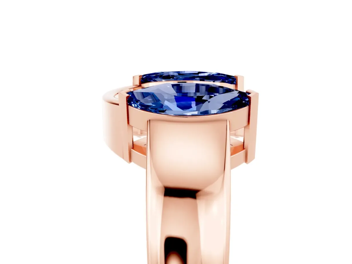 Marquise Blue Sapphire Open Band Ring with Tension Setting Rose gold