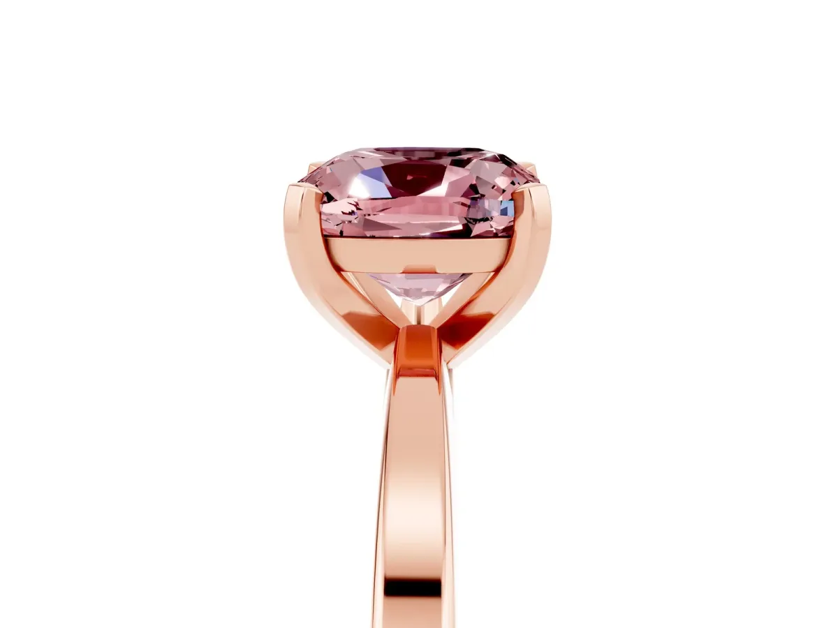 Cushion Cut Morganite Solitaire Engagement Ring with Classic Band and Four-Prong Setting Rose gold