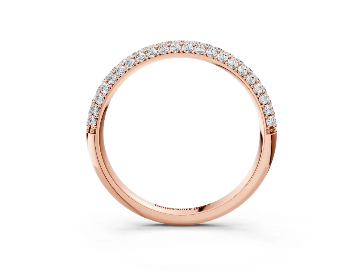 Round Diamond Pave Set White Gold Eternity Band Rose gold