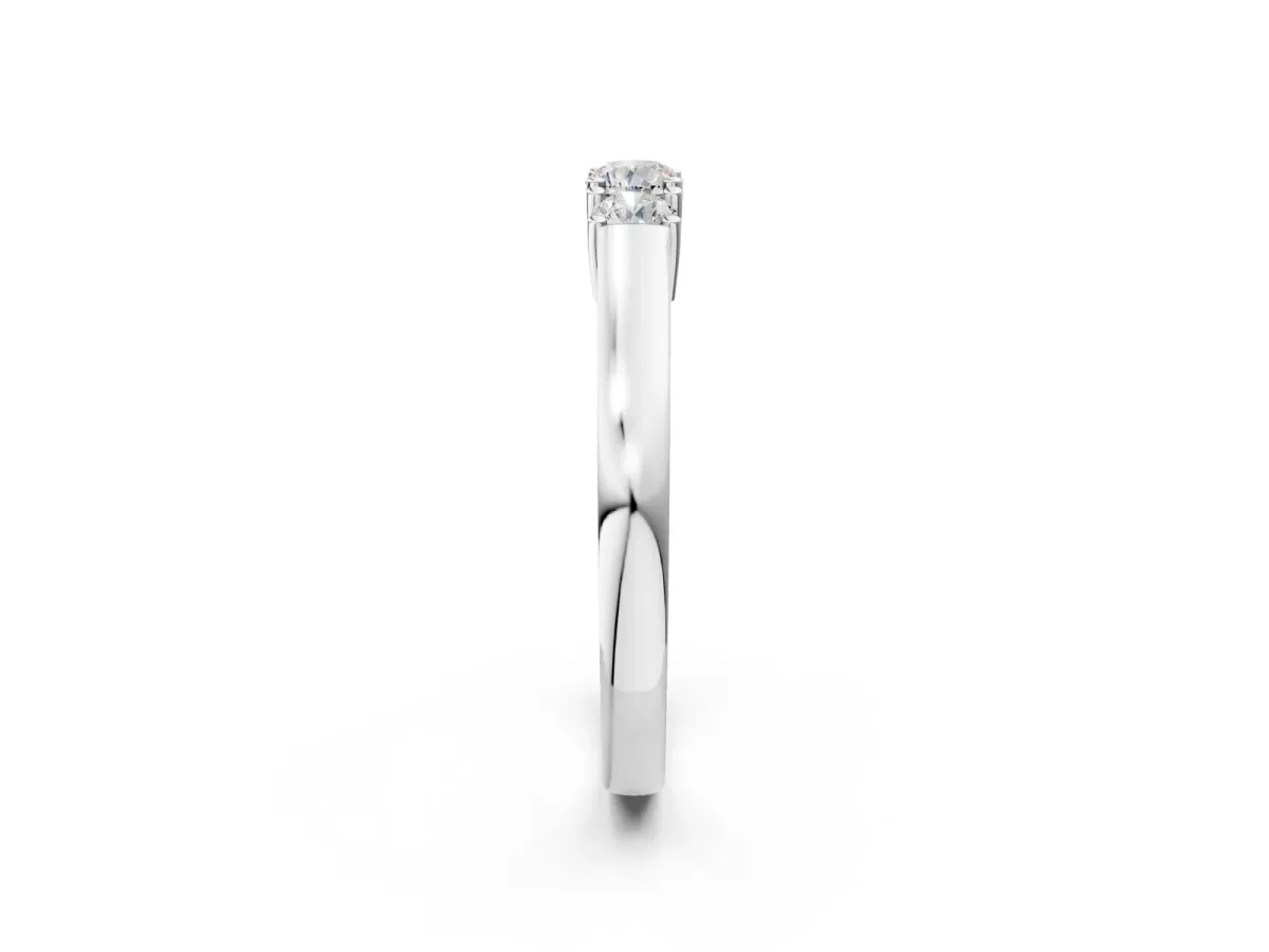 Three-Stone Round Cut Diamond Channel Set Band with Prong Setting Silver