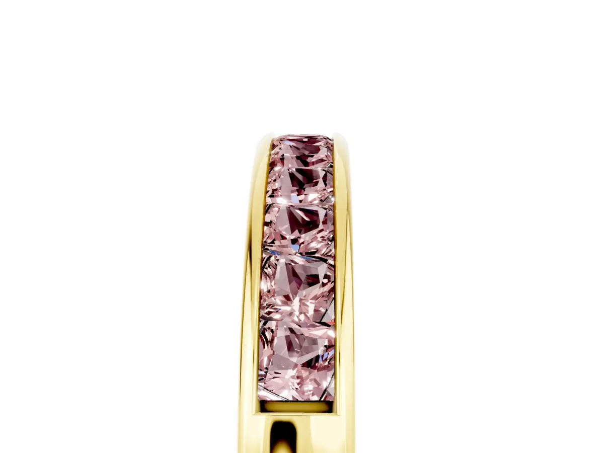 Channel Set Princess Cut Morganite Eternity Band Yellow gold