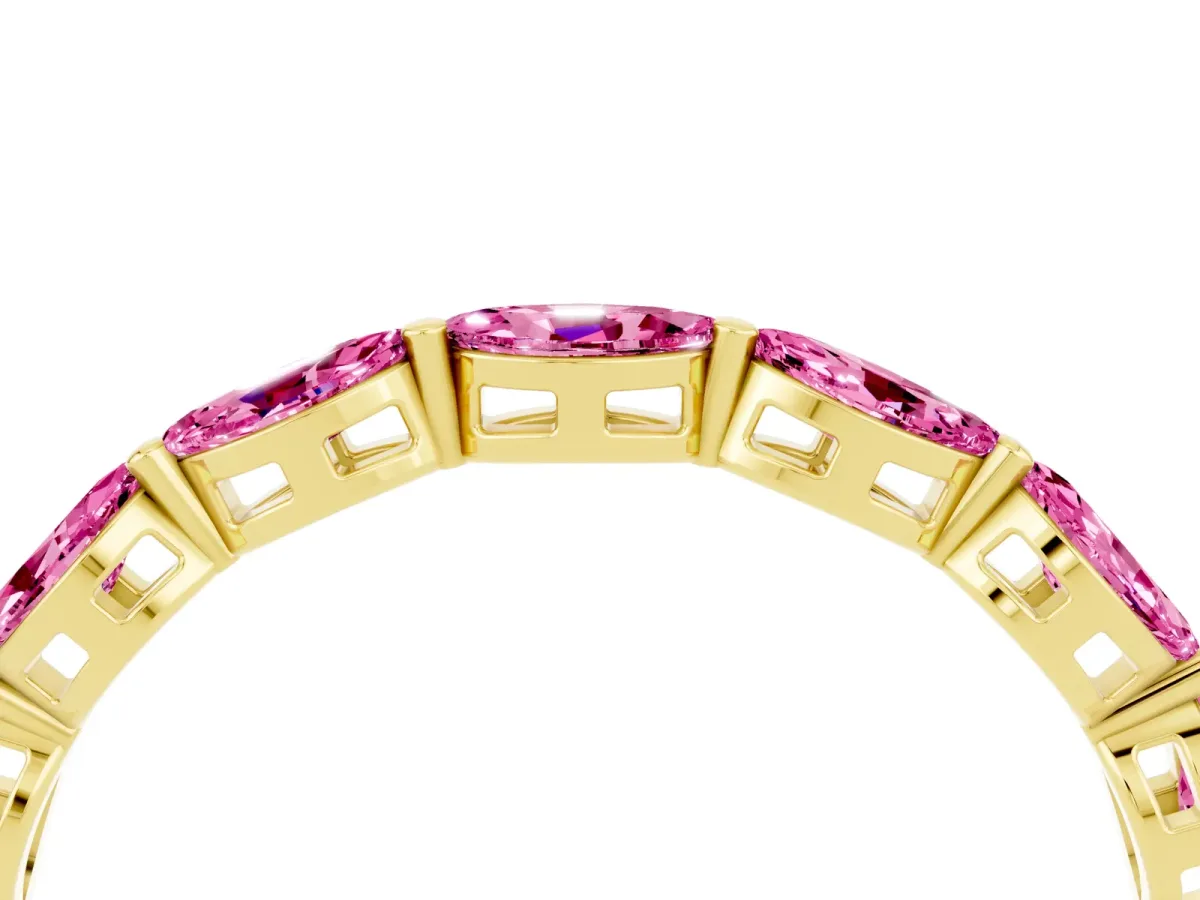 Marquise Pink Sapphire Eternity Band with U-Prong Setting Yellow gold