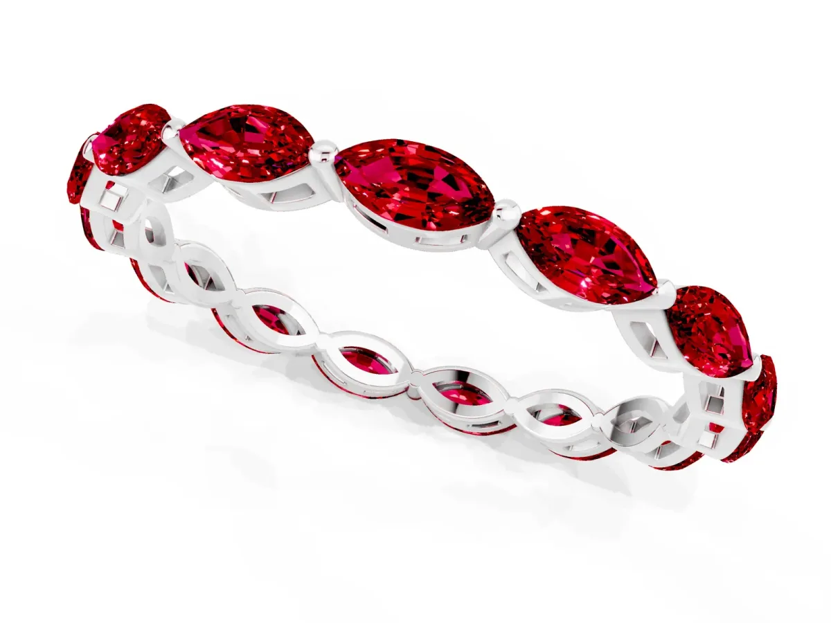 Marquise Ruby Eternity Band with U-Prong Setting Platinum