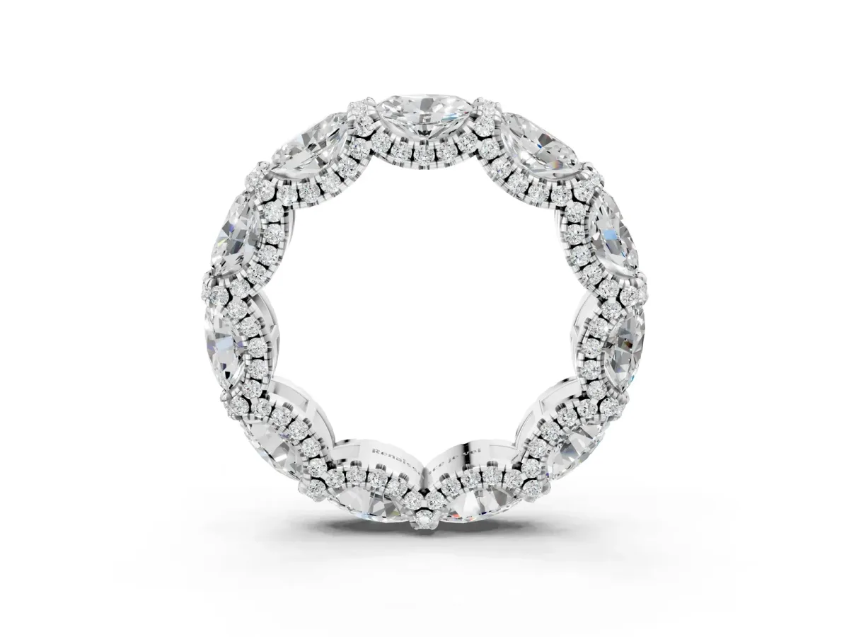 Oval Diamond Eternity Wedding Band with Round Diamond Accents White gold
