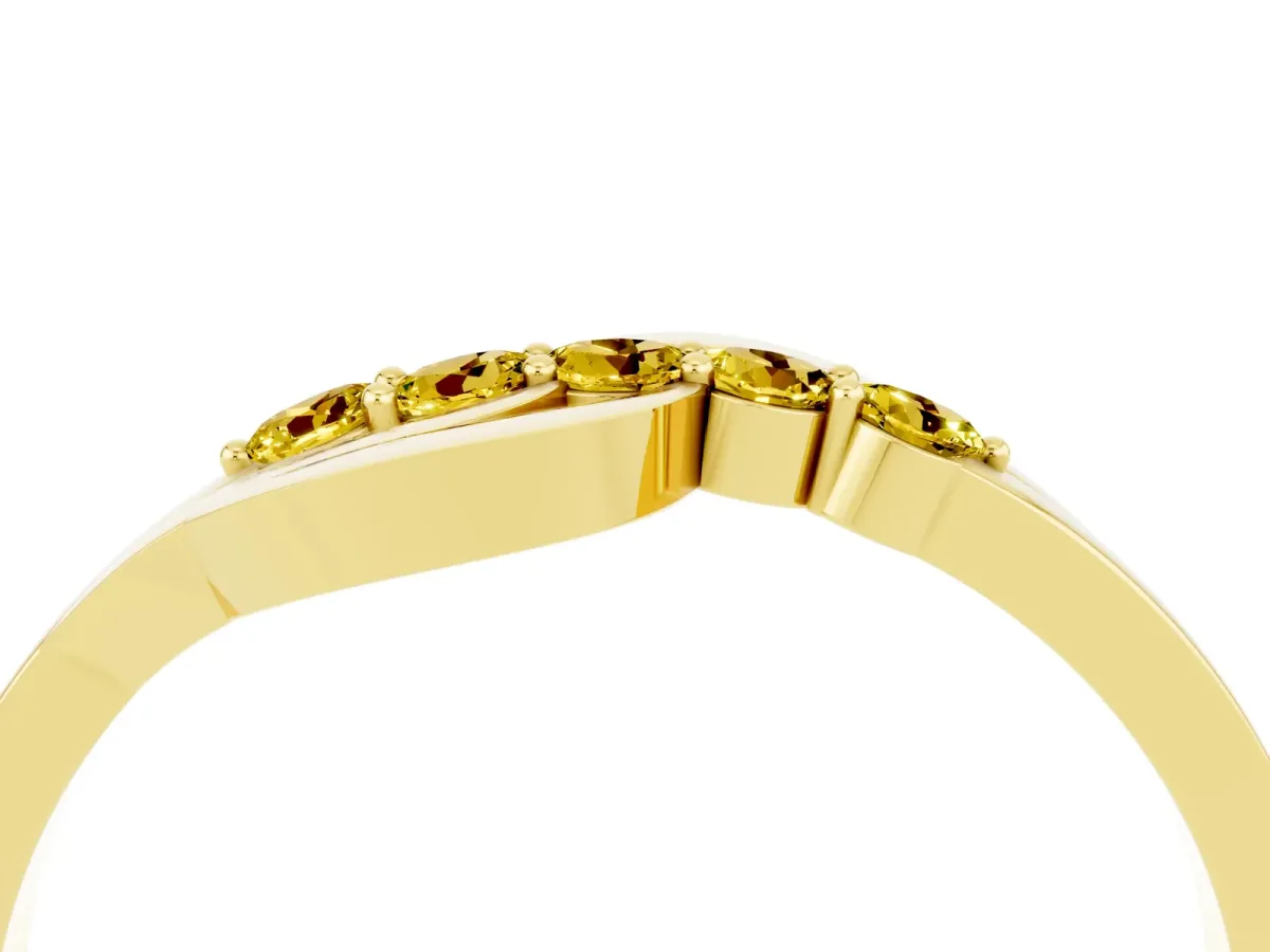 Five-Stone Round Yellow Sapphire Crossover Band with Prong Setting Yellow gold
