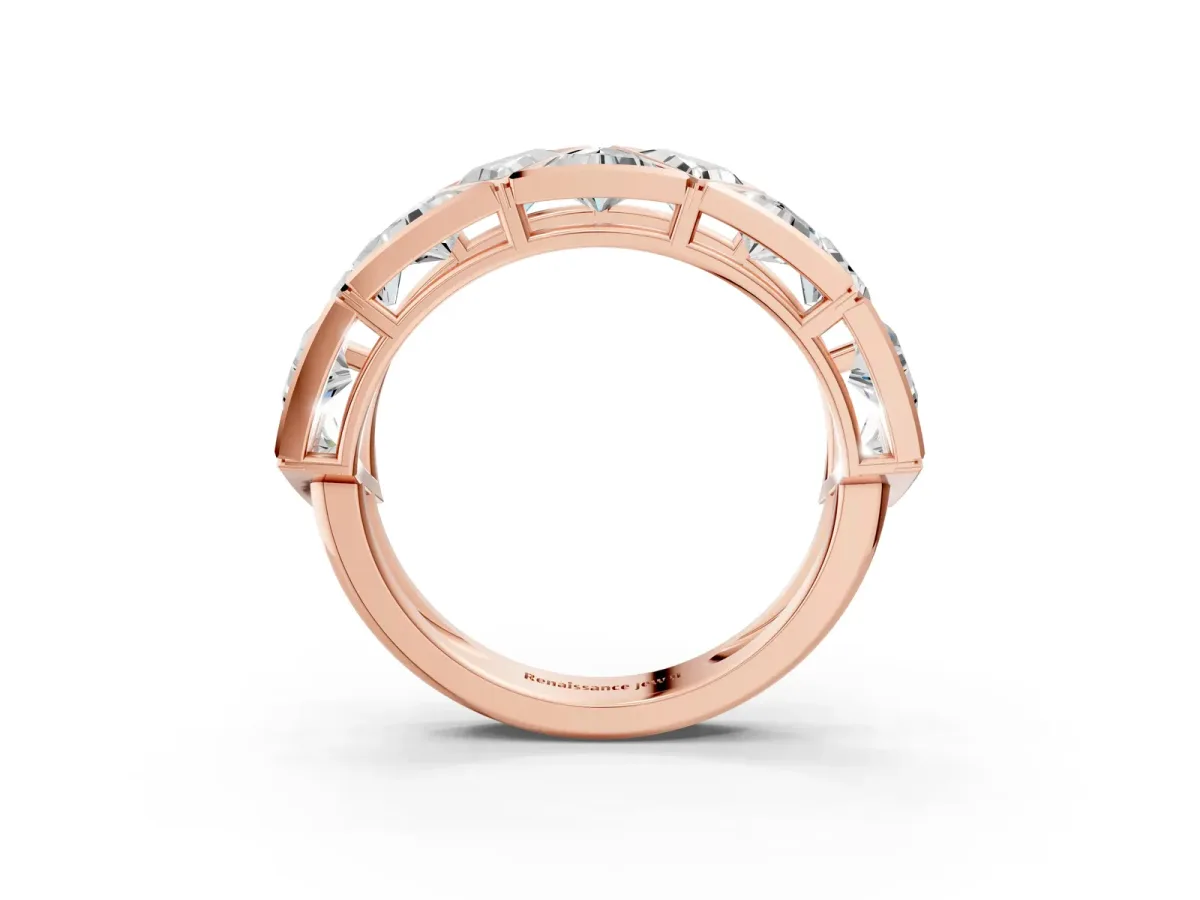Triangle Diamond Geometric Mens Band Rose gold