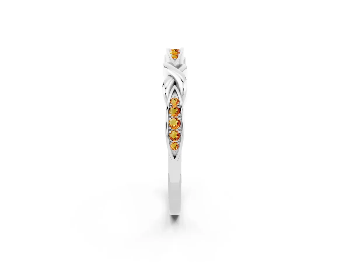 Twisted Marquise Citrine Pavé Band with Shared Prong Setting Silver