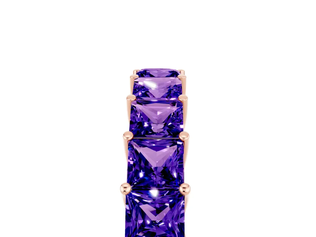 Princess Cut Tanzanite Channel-Set Eternity Band with Prong Setting Rose gold