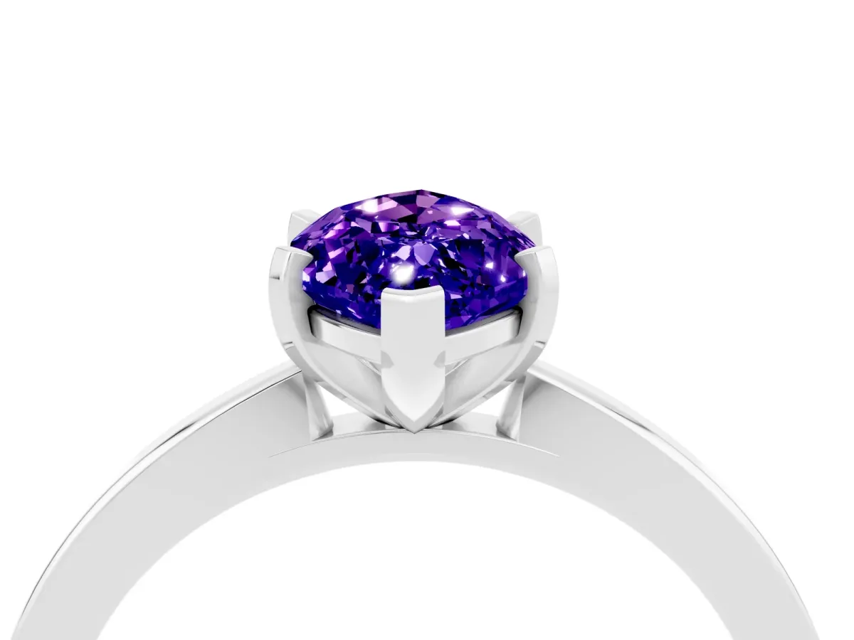Marquise Cut Tanzanite Solitaire Engagement Ring with Classic Band and Four-Prong Setting Silver