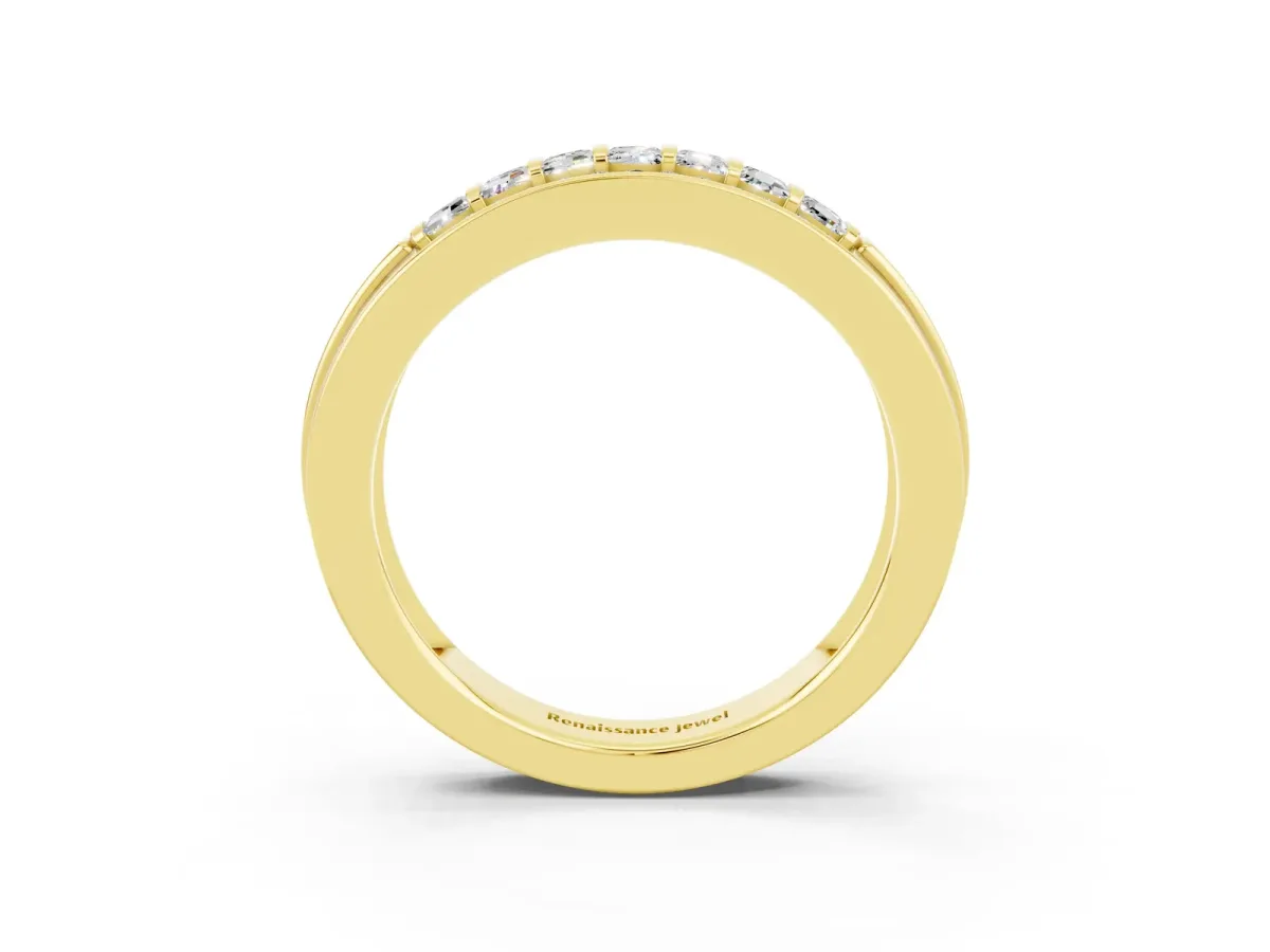 Bar-Set Princess Cut Moissanite Pavé Band Yellow gold
