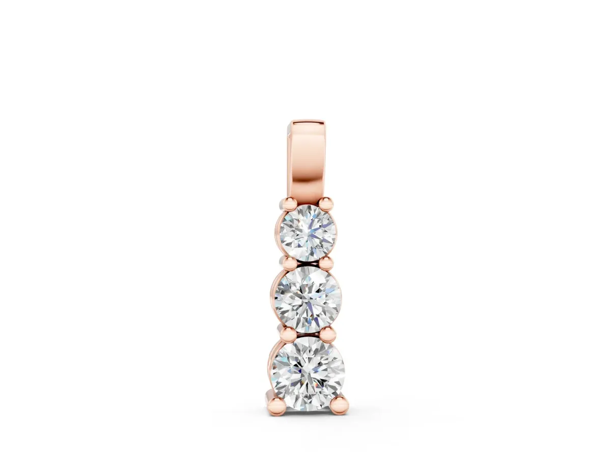 Round Diamond Vertical Prong Pendant Rose gold