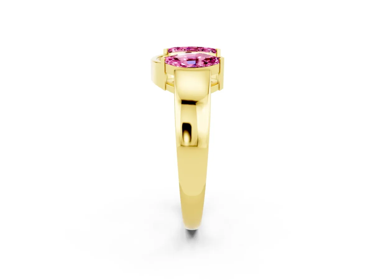 Marquise Pink Sapphire Open Band Ring with Tension Setting Yellow gold