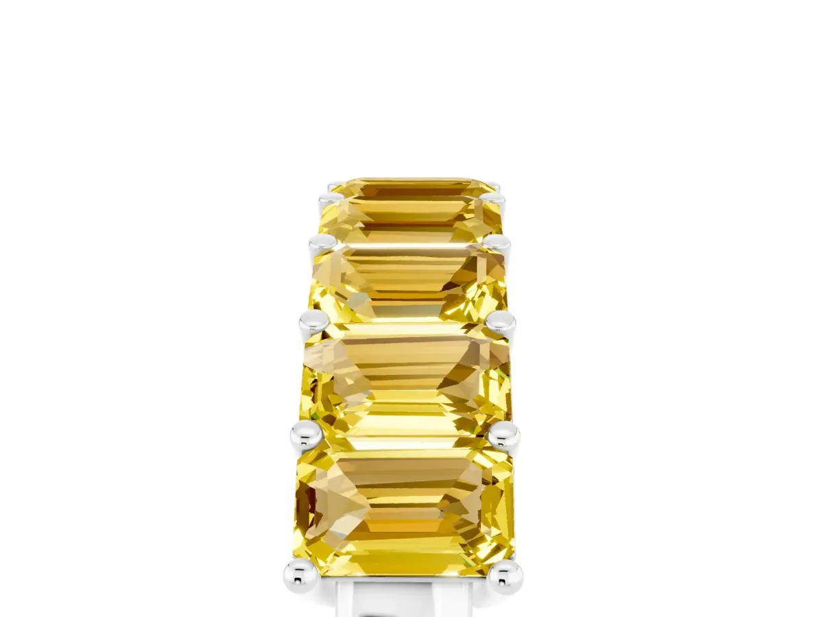 Emerald Cut Yellow Sapphire Prong-Set Eternity Band White gold