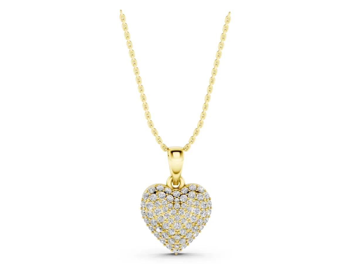 Heart Diamond Pendant with Pavé Setting Yellow gold