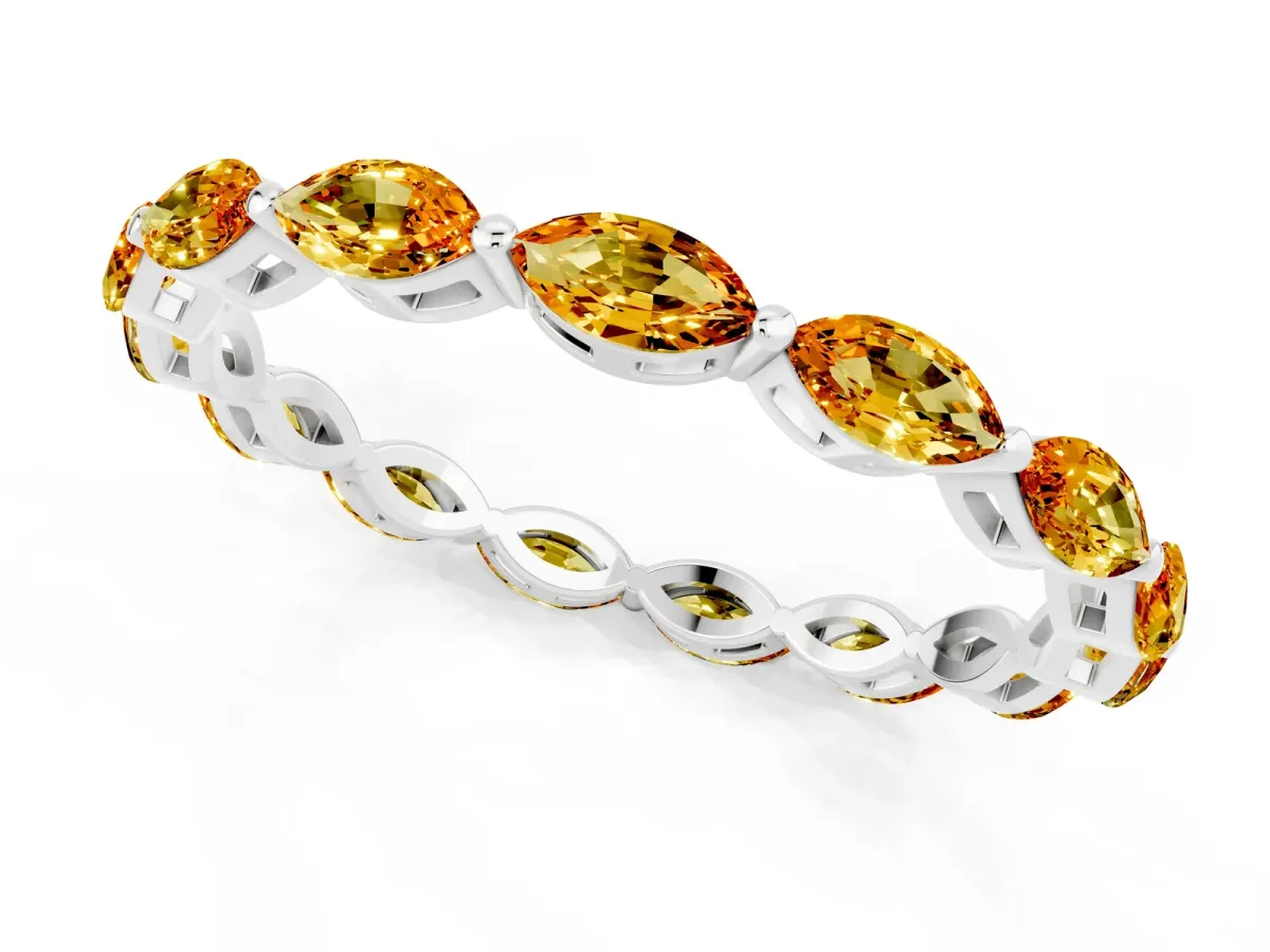 Marquise Citrine Eternity Band with U-Prong Setting White gold