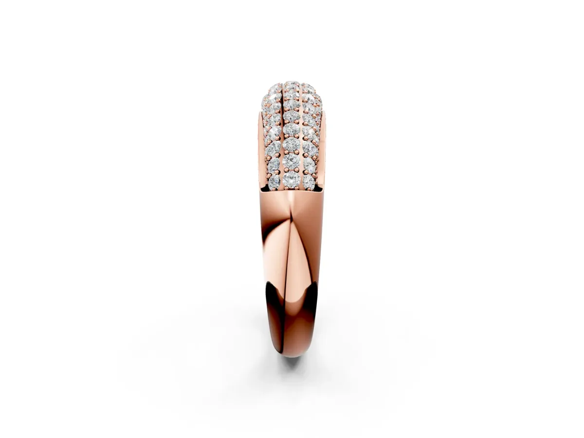 Three-Row Pavé Round Diamond Dome Band Rose gold