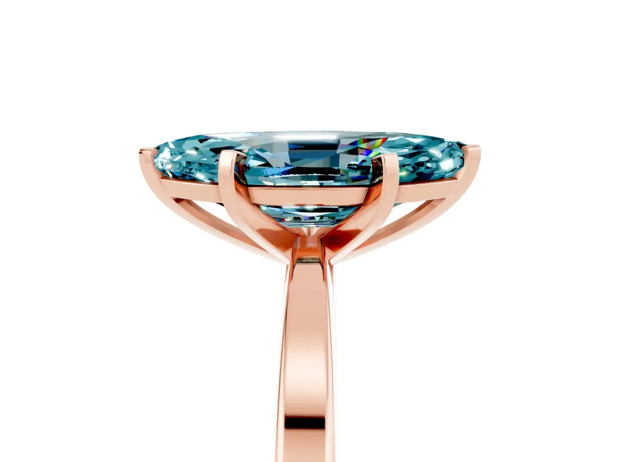 Marquise Cut Blue Topaz Solitaire Engagement Ring with Classic Band and Four-Prong Setting Rose gold
